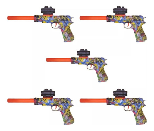 5 Pistolas De Hidrogel Modelo Glock Retráctil- Manual Grafit