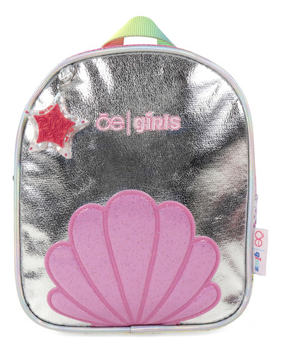 Mochila Cloe Girls Para Niña Metálica Asas Traseras Color Plateado