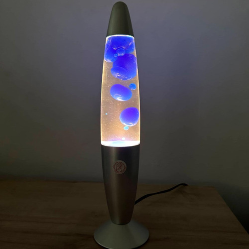 Lámpara De Lava Luz Decorativa Base Plateada 1037