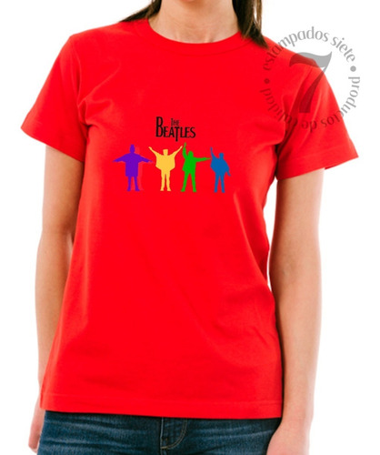 Polera Manga Corta Mujer The Beatles Help Full Color 