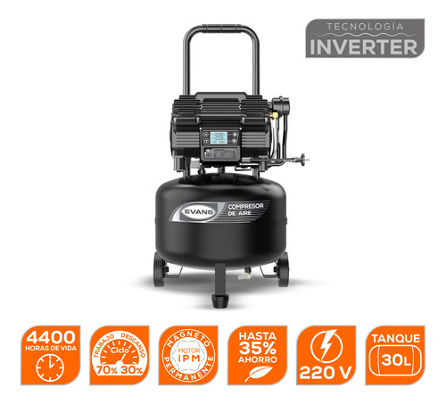 Compresor De Aire Inverter Libre Aceite 3hp 220v 130psi 30l