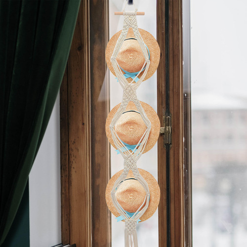 Perchero De Macramé Para Colgar Sombreros De Pared