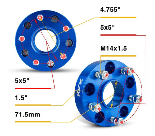Imagen 3 de 5 de Separador Espaciador Rin 1.5 Pul Grand Cherokee Wk2 Wrangler