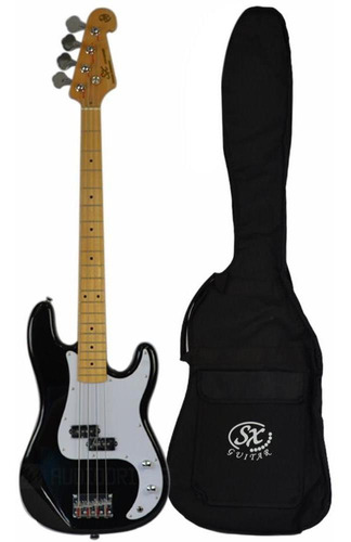 Baixo 4 Cordas Precision Bass Sx Preto Spb57 Bk + Bag Bb400