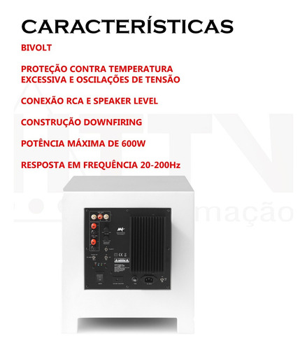 Subwoofer Ativo Aat Rakt Cube 12 / 600w Branco + Brinde
