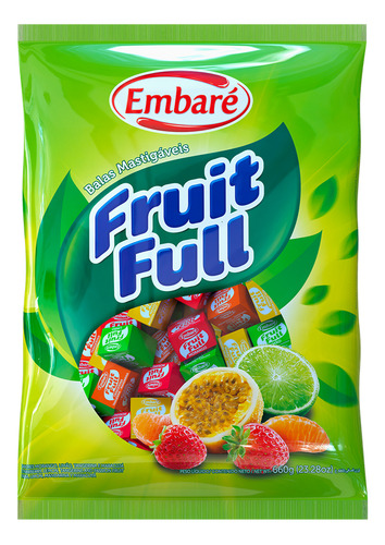 Bala Mastigável Fruit Full Frutas Sem Glúten Embaré 660g