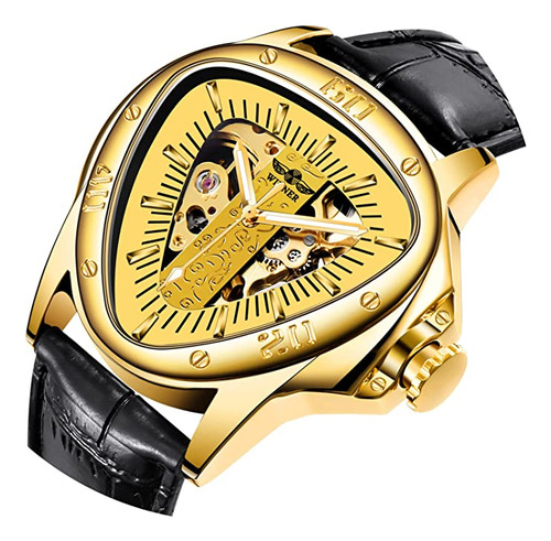 Triangle Golden Skeleton Watch For Men Mechanical Automatic