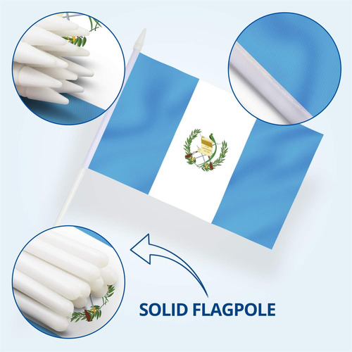 Mini Banderas Anley , Con Vara, Por 12 Unidades De Guatemala