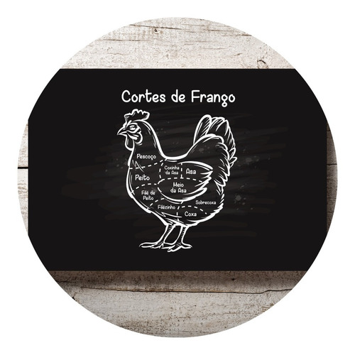 Placa Decorativa Churrasco Cortes Brasileiros De Frango 20x3