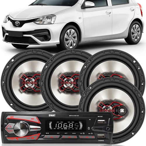 Kit Auto Falante Bravox Etios 2013 A 18 Radio Bluetooth Mp3