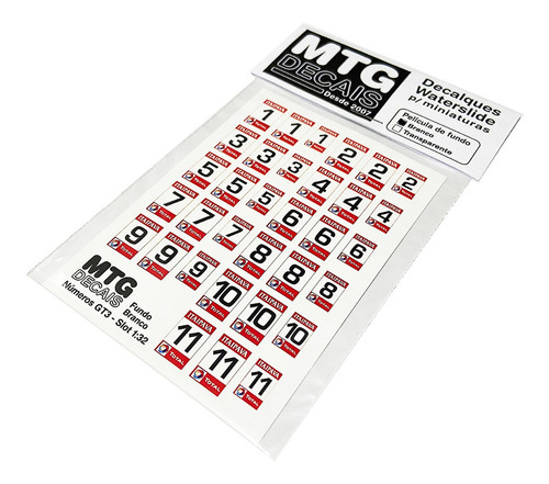 Decalque Numeros Gt3 Slot 1:32 Autorama Scx Nsr Estrela Fly