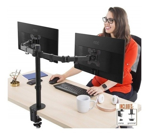 Rack Soporte Brazo 2 Monitores Escritorio 13 A 32 Klip Xtrem