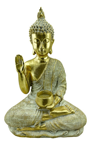 Figura Decorativa Mediana 34.5cm Buda Meditando Deco Zn