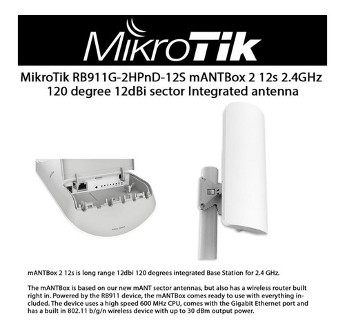 Imagen 4 de 4 de Sector Mikrotik Mantbox 2 12s Rb911g-2hpnd-12s