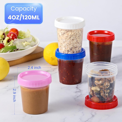 20 Piezas Recipientes Pequeños De Plástico De 4 Oz Con Tapas