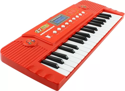 Teclado Infantil Eletrônico Com Microfone Vermelho Bbr Toys