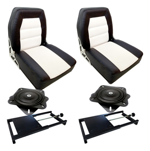 2 Cadeiras Almofadadas Giratórias Para Barco C/ Suporte 
