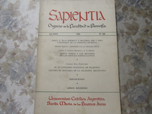 Sapientia - Organo Del Departamento De Filosofia 1972 N° 103