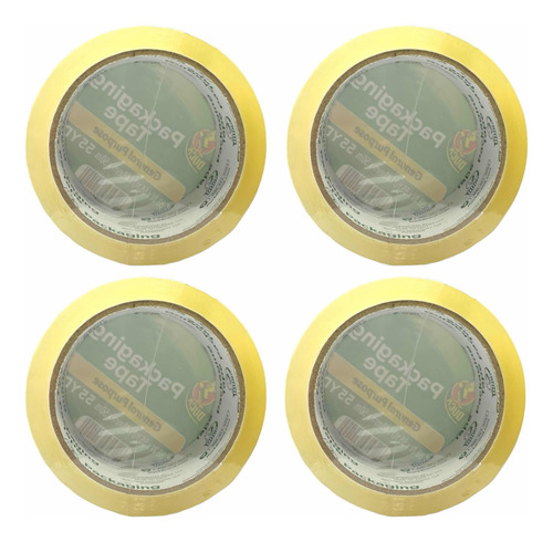 Pack 4x Cinta Transparente Duck Packing Tape Pro 48mm X 50m