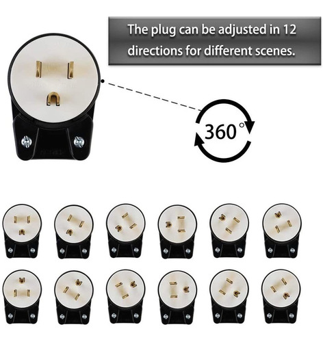 Conector De Ca Ajustable En Ángulo Recto Nema 5-15p 15a 125v