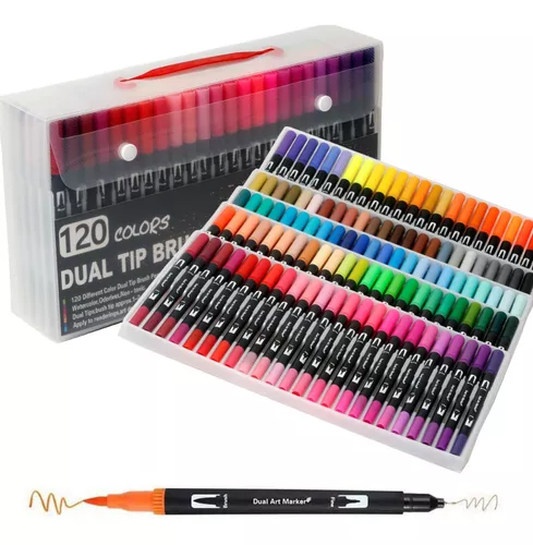 Plumones Punta Doble Pincel Profesional 32 Colores De Rotuladores Para  Lettering