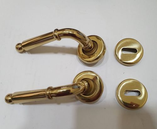 Imagen 4 de 5 de Manija Picaporte Doble Bronce Pulido De La Abuela Sidañez