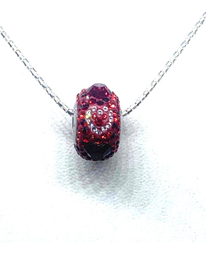 Collar Cadena Dije Charm Cristal Swarovski Dona Roja Corazon