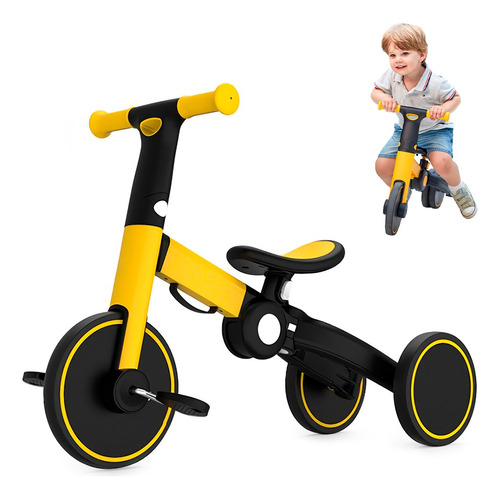 Bicicleta Triciclo 3 En 1 Plegable Niños Trimily Amarillo