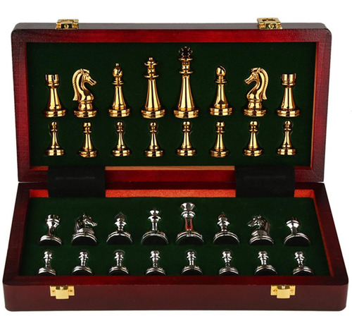 Juego De Ajedrez Medieval Con Tablero De Ajedrez Oro Plata