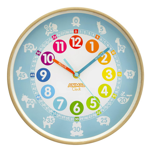 Reloj Preescolar De Animales  Time Teacher Reloj De Pared S