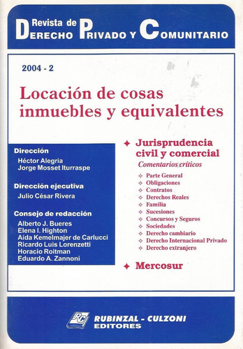 Locación De Cosas Inmuebles Y Equivalentes - Rc - 2004 - 2