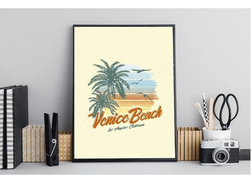 Imagen 1 de 1 de Cuadro Decorativa Playa - Venice Beach - Surf - Surfer 20x25