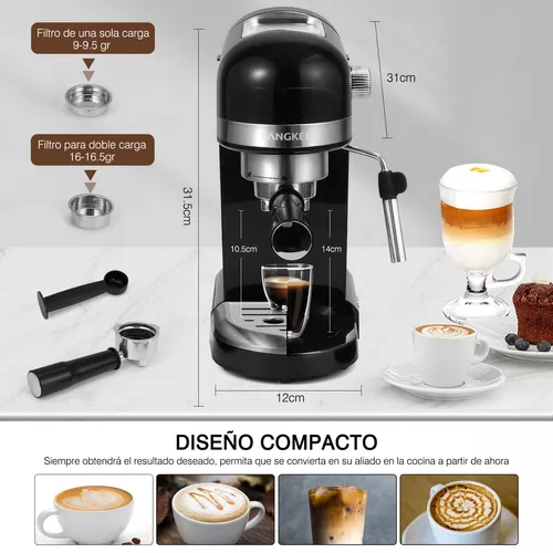 Kwister Máquina de café expreso de 20 bares, máquina de capuchino con  espumador de leche, cafetera con panel táctil digital, tanque de agua  extraíble