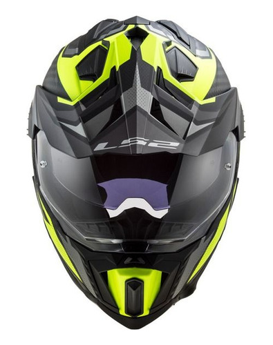Casco Ls2 Explorer Carbon Doble Visor Negro Verde