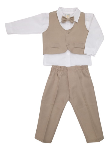 Traje De Bautizmo Conjunto Completo Beige 24-36