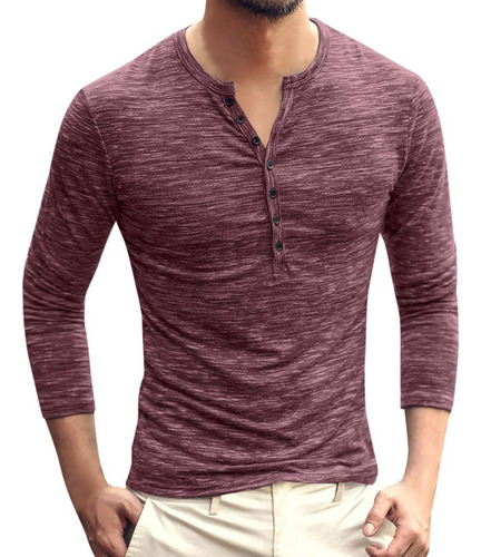 Q Para Hombre, Casual, Manga Larga, Cuello En V, Cuello En V