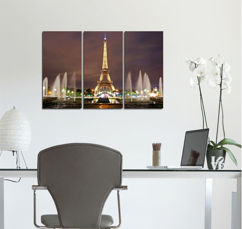 Cuadro 60x90cm Paris Torre Eiffel Fuente Agua