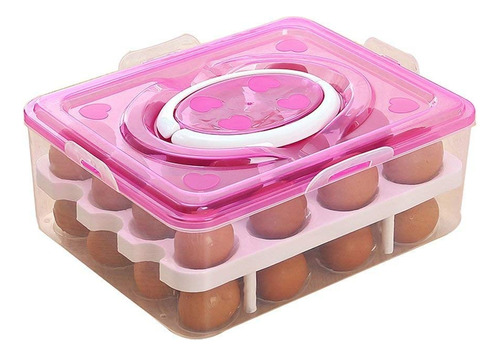 Organizador De Huevos Caja Para 32 Und Huevera Portahuevos Color Rosa