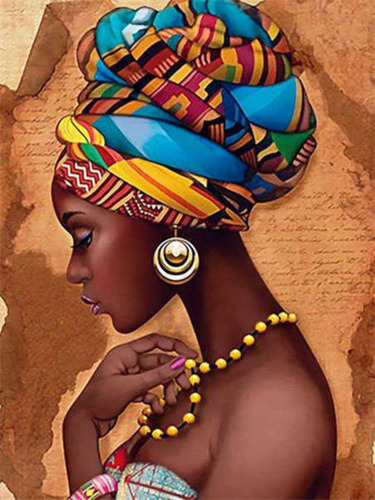 1 Diy 5d Diamante Pintura 40x50cm Retrato Mujer Africana