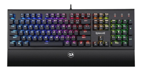 Teclado gamer Redragon Aryaman K569 QWERTY português Brasil cor preto com luz RGB