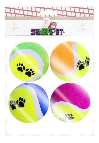 Juguete Para Perro Pelota Tennis Kit De 4 Pzas 50574 Color Colores