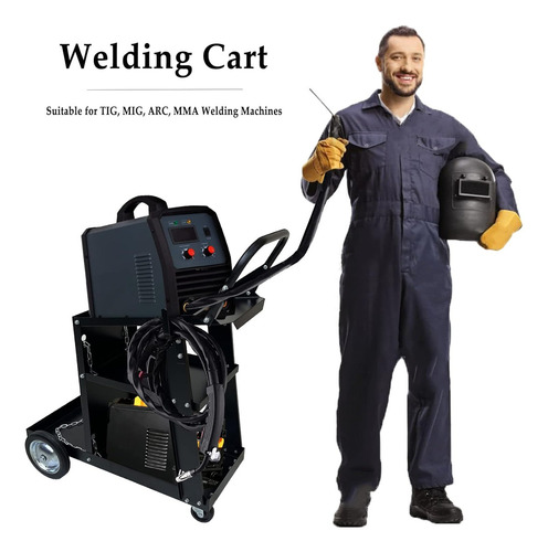 Plqmpp-m Carrito De Soldadura, Carros De Soldadura Resistentes De 3 Niveles Con Almacenamiento De Tanque De Ruedas, Para Soldador Tig Mig Y Cortador De Plasma