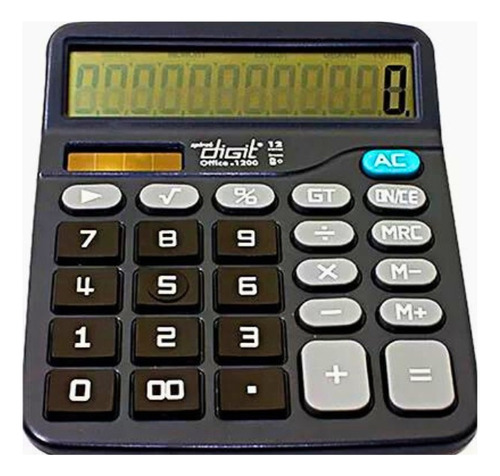 Calculadora De Mesa Bateria E Solar 12 Digitos 1200 