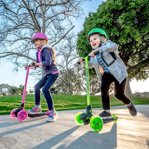 Patin Del Diablo Scooter Neon Glider 3 Llantas Con Luz Rosa