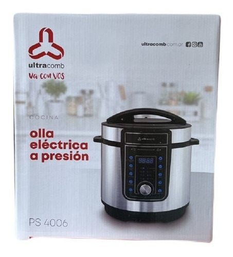 Imagen 2 de 2 de Olla Electrica A Presion Ultracomb Ps4006 1000w 6lts Digital Plateado