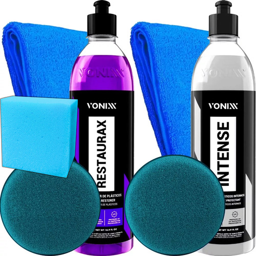 Kit Revitalizador De Plasticos Intense + Restaurax Vonixx Cor Roxo E Cinza