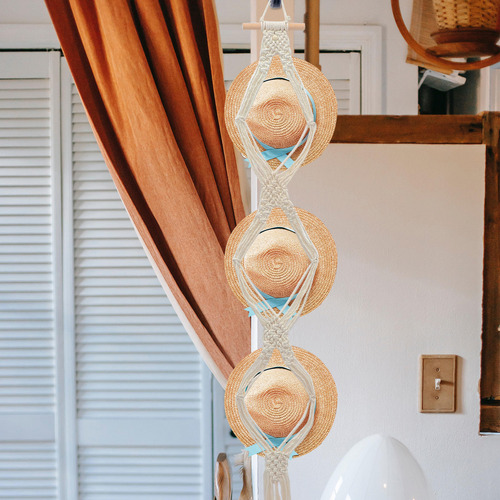 Perchero De Macramé Para Colgar Sombreros De Pared