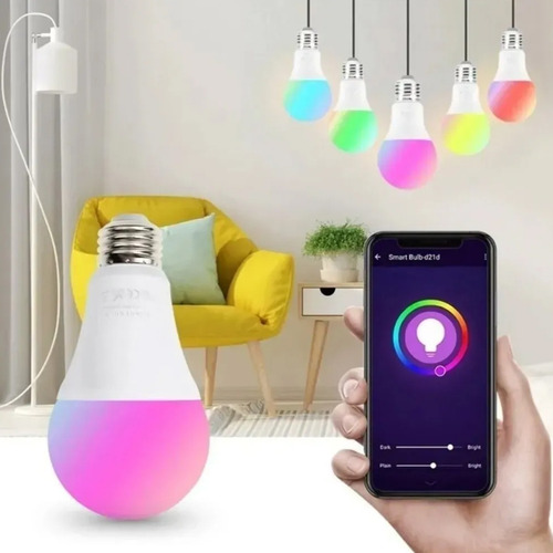 Lampara Focos 9 Watts Wifi Smart Colores App Programable Rgb