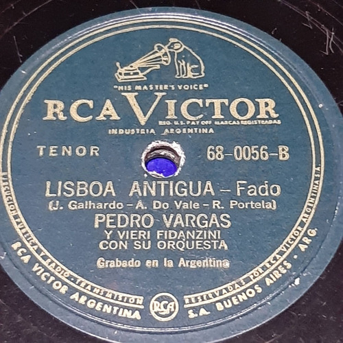 Pasta Pedro Vargas Vieri Fidanzini Orquesta Rca Victor C319