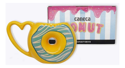 Caneca Formato 3d Rosquinha Donuts Limão 200ml